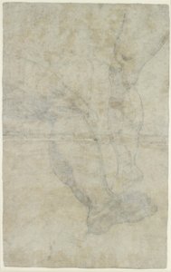 Verso：2組の足の研究（黒いチョーク上のペンと茶色のインク）